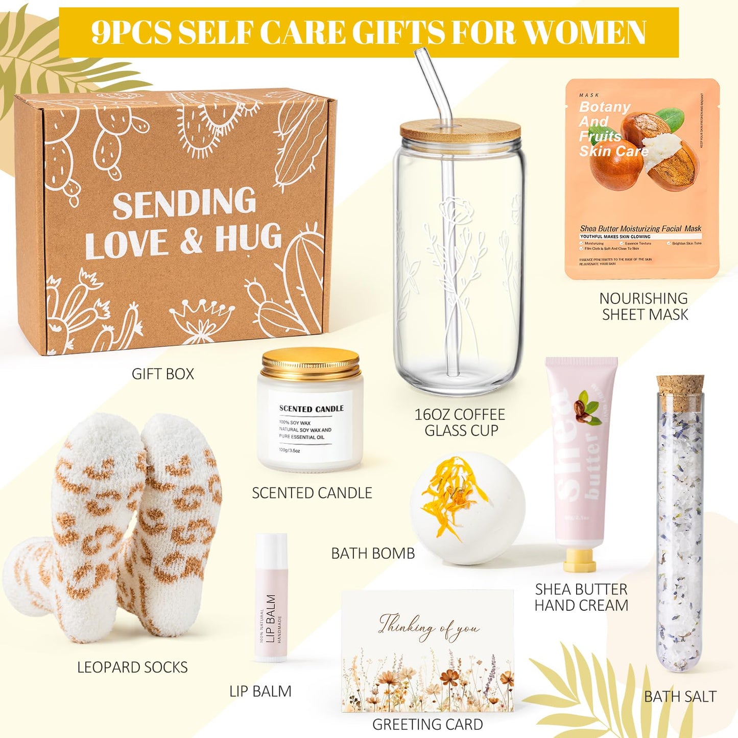 Self Care Gifts for Women Get Well Soon Gifts Care Package, Thinking of You Gift for Women Relaxing Spa Feel Better Gift, Mental Health Stress Relief Box Mothers Day Ideas for Mom Her Sister Friends