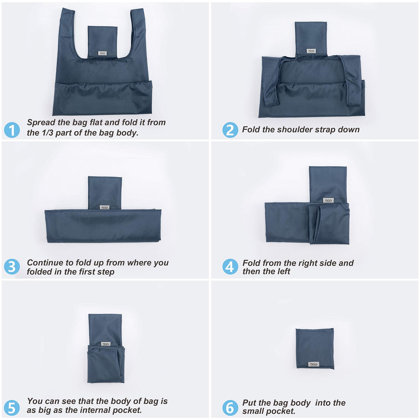 CiCiGo Large Reusable Bags Shopping Washable Foldable 6 Pack Grocery Bags Heavy Duty Lightweight Folding Gift Tote Bag Durable Polyester Color