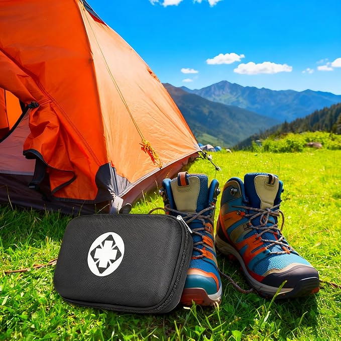 279PCS Small Travel First Aid Kit Supplies for Business, First Aid Emergency Set Backpacking Essentials Items Trauma Survival Kits for Outdoor Adventure, Black AMORNING