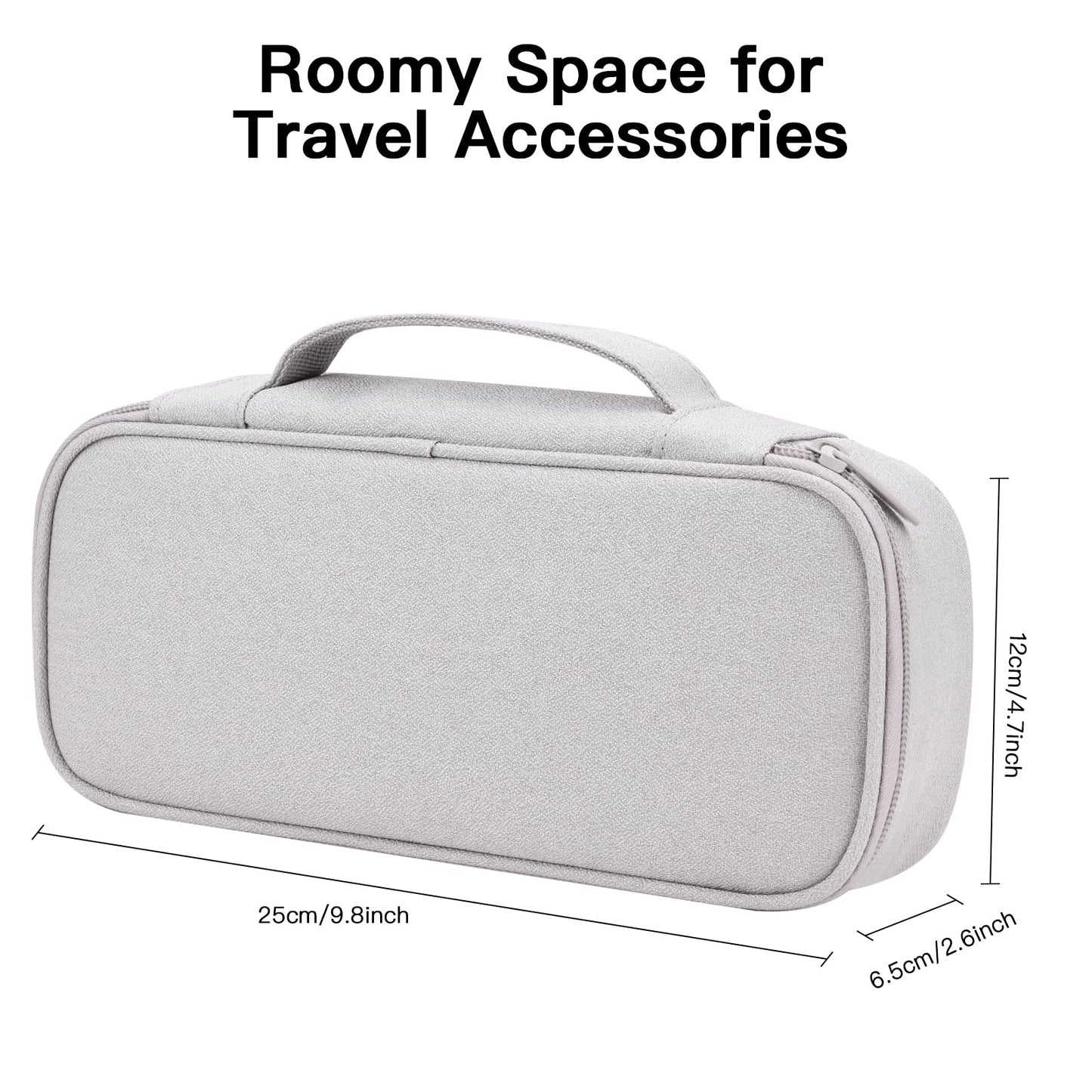 Yundoor Cord Organizer Travel Case, Portable Tech Organizer Pouch Bag for Cable & Charger, Tech Electronics, Travel Essentials (Light Grey)