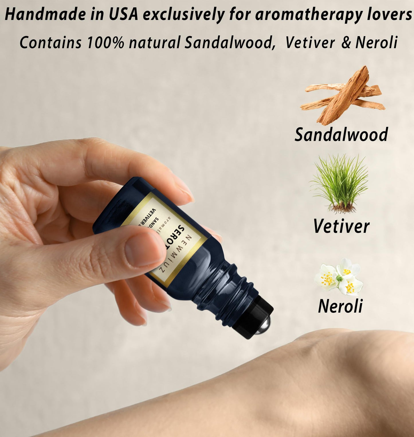 Calm Roll on Essential Oil Stress Relief Sandalwood Vetiver Destress Relaxation Calming Roller Aromatherapy Stick Self Care Purse Stocking Stuffer