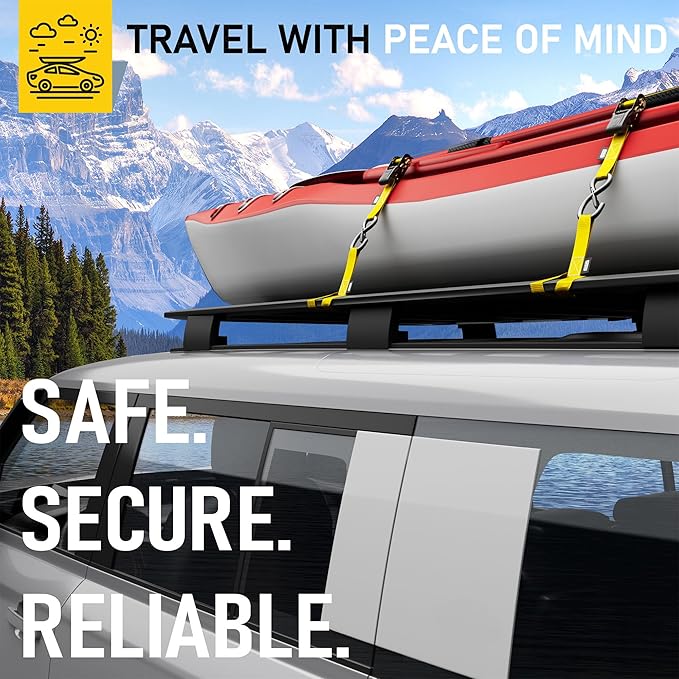 AUGO Ratchet Straps Heavy Duty 4 Pack -15 FT - 2200 LB Break Strength – with Safety Lock S Hooks - Cargo Straps for Moving, Appliances, Motorcycle – Soft Loop Tie Down Straps