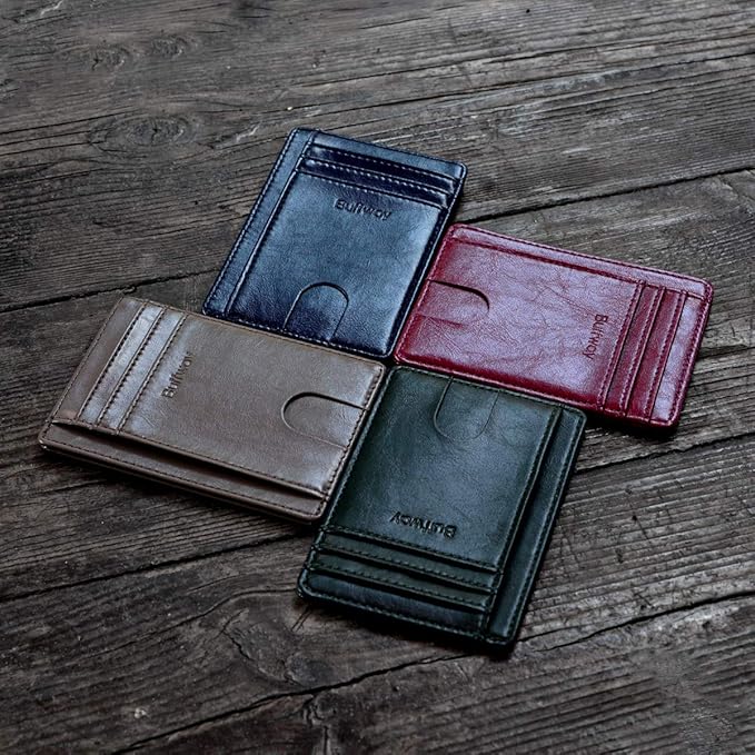 Buffway Slim Minimalist Front Pocket RFID Blocking Leather Wallets for Men and Women - Alaska Purple