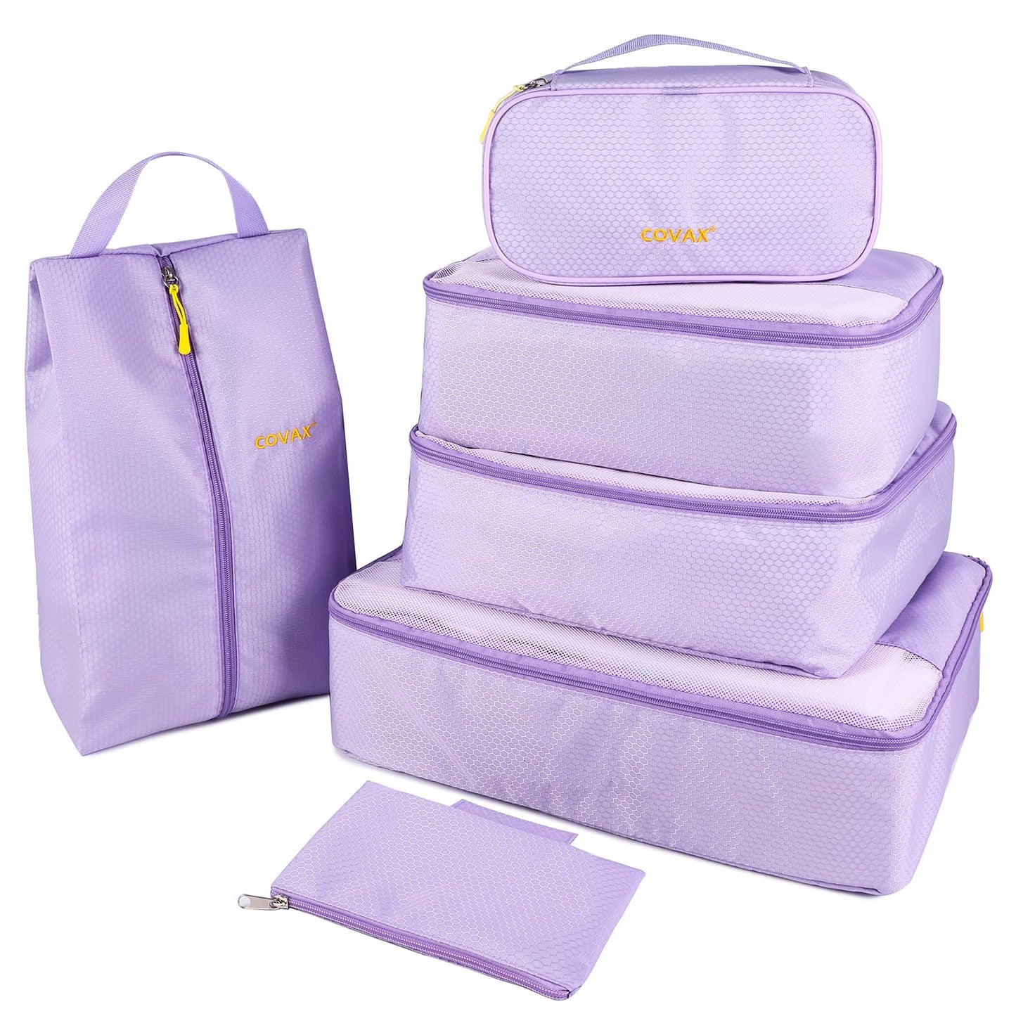 COVAX Packing Cubes for Suitcases, 5 Set Travel Luggage Organizer Bags and Storage Packing Cubes for Women Men, Purple