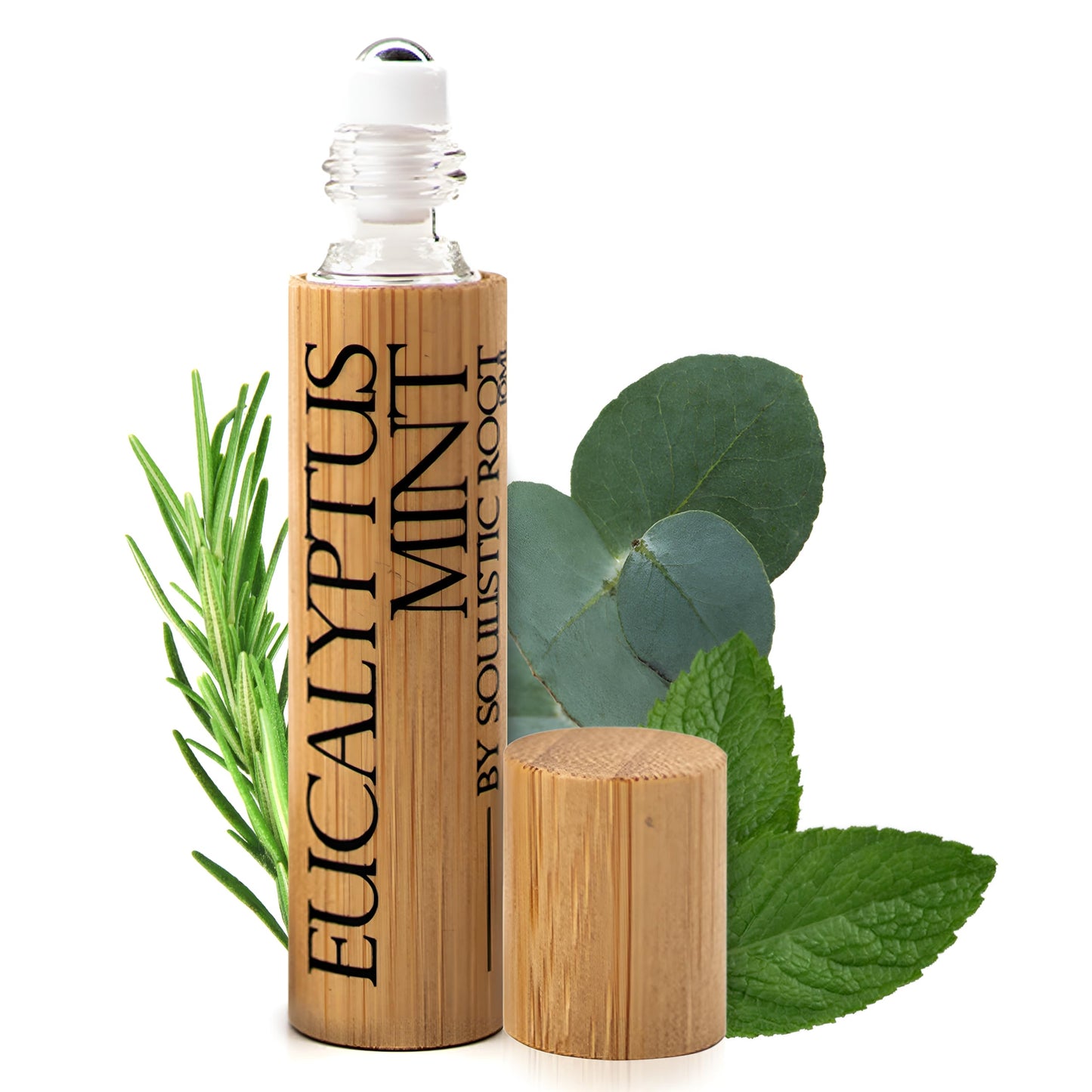 Soulistic Root Eucalyptus Mint Essential Oil Roll On – Aromatherapy Blend w/Peppermint, Spearmint, Rosemary – Breathe Rollerball for Self Care, Spa, Energy, Wellness – 10ml Bottle - for Men & Women
