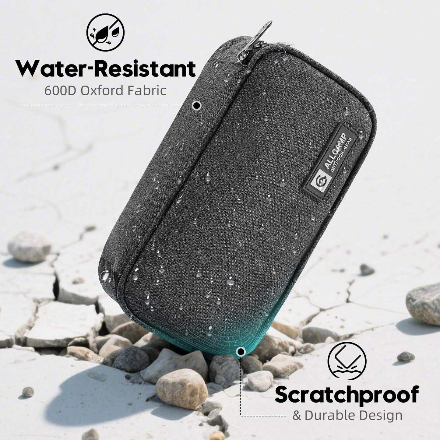 ALLCAMP Insulin Cooler Travel Case Diabetic Medication Cooler with 4 Ice Pack - Medical Cooler Bag Portable and Reusable Grey (9x 4.72x 3.14 inches)