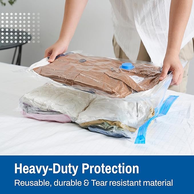 10 Pack Variety Vacuum Storage Bags for Comforters, Blankets & Clothes – Vacuum Sealed Compression Bags with Electric Pump – Space Saver Storage Bags for Bedding, Travel & Organization (4M, 3L, 3XL)