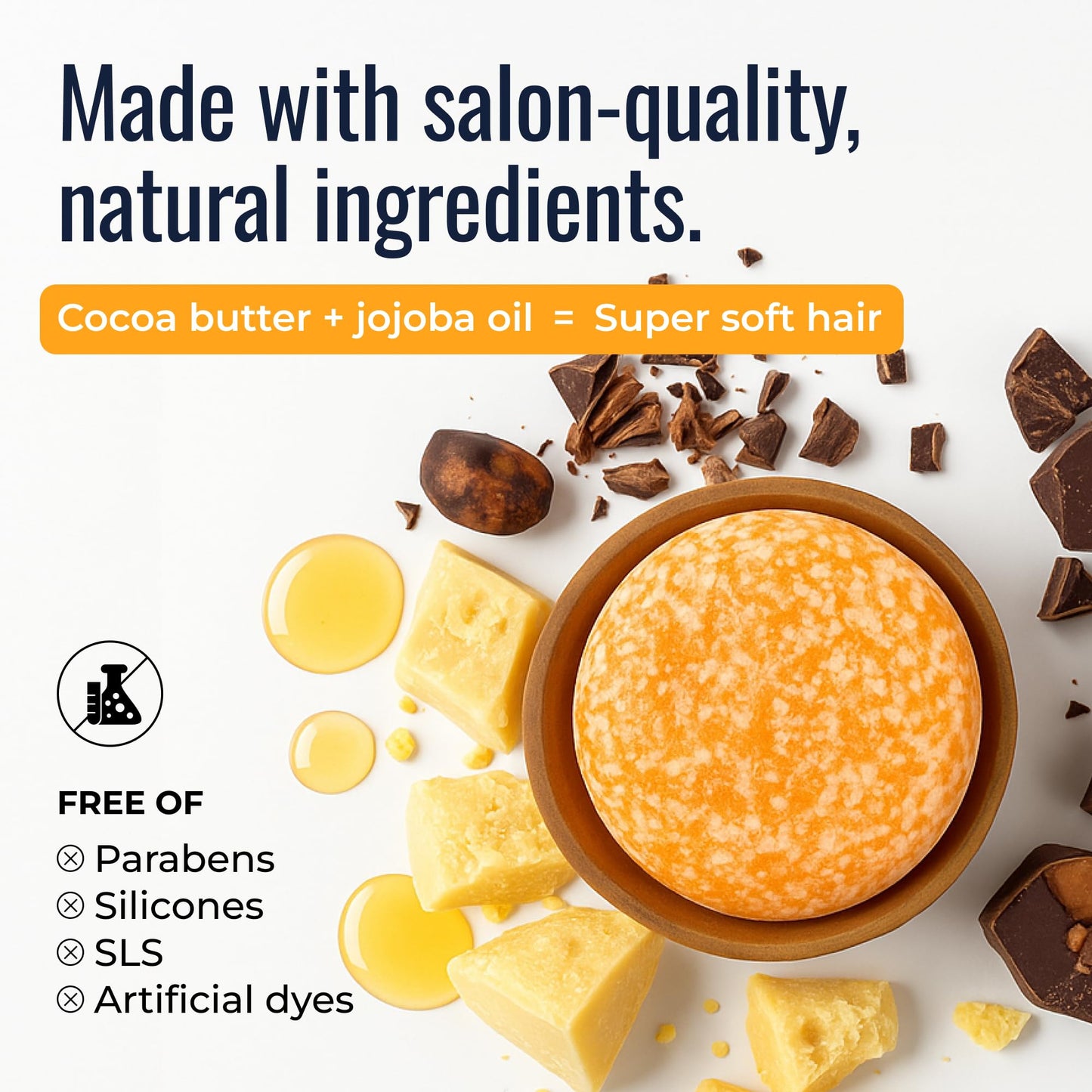 ZWS Essentials Sunshine Shampoo Bar, Vegan Solid Hair Cleanser with Mango, Orange, Pineapple, and Vanilla, for All Hair Types, Zero Waste, Travel-Friendly, Clean Beauty