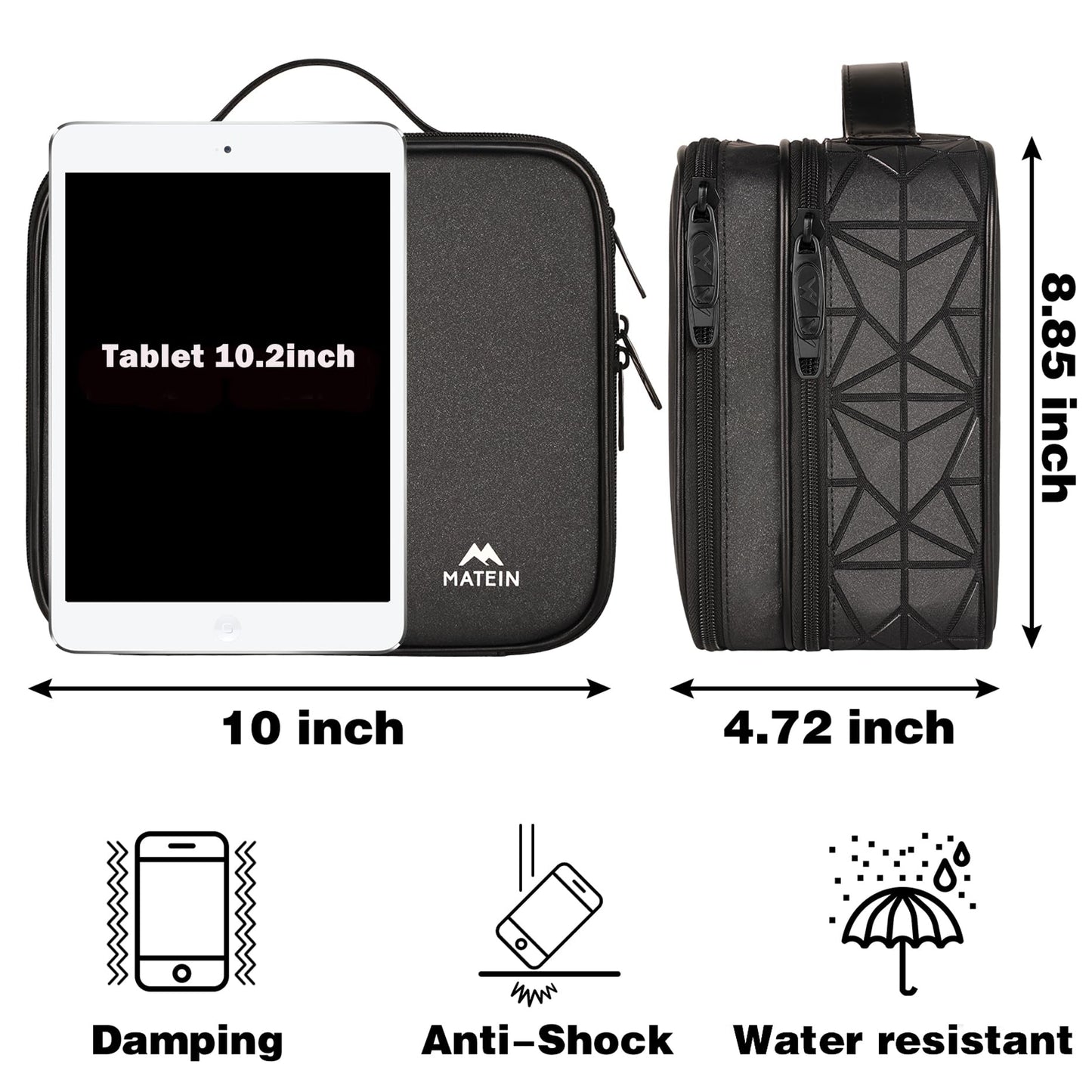 MATEIN Cable Organizer Bag, Waterproof Travel Electronic Storage with Adjustable Divider, Shockproof Portable Double Layer Tech Bag Carrying Case for Cord, Earbuds, Charger, SD Card, DJ Gifts, Black