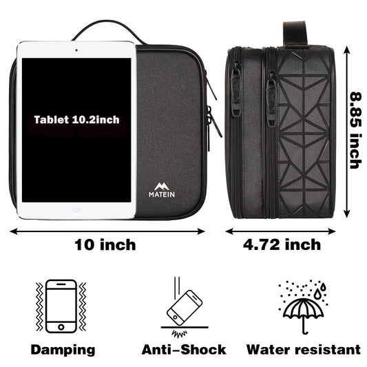 MATEIN Cable Organizer Bag, Waterproof Travel Electronic Storage with Adjustable Divider, Shockproof Portable Double Layer Tech Bag Carrying Case for Cord, Earbuds, Charger, SD Card, DJ Gifts, Black