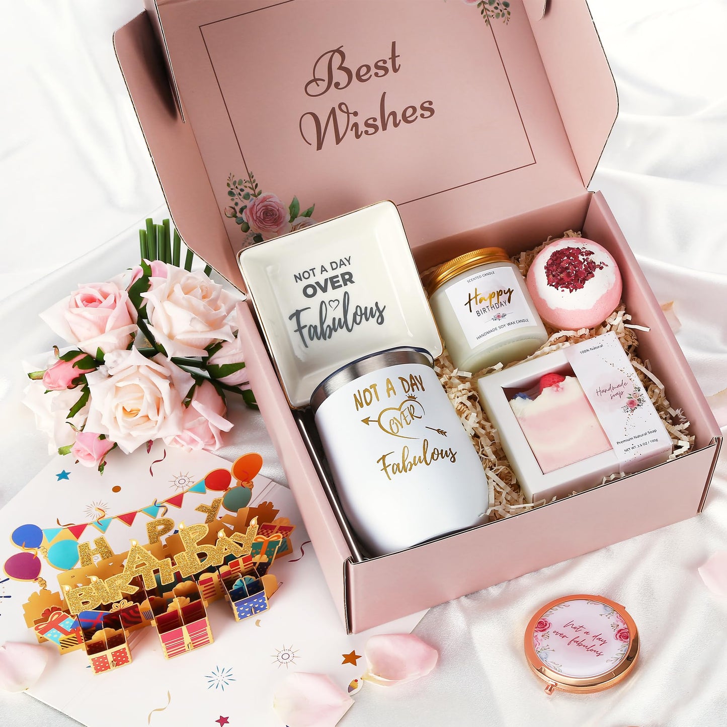 Happy Birthday Gifts for Women Who Have Everything, Birthday Baskets Kit Set for Women, Birthday Gifts Ideas for Her, Mom, Mother, Sister, Female Best Friends, Coworkers, Daughter, Unique Gifts Boxes