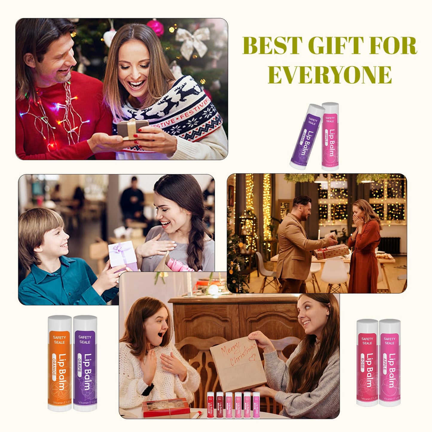 Yopela 36 Pack Natural Lip Balm Bulk with Vitamin E and Coconut Oil - Moisturizing, Soothing, and Repairing Dry and Chapped Lips Valentine's Gift- 12 Flavors - Non-GMO