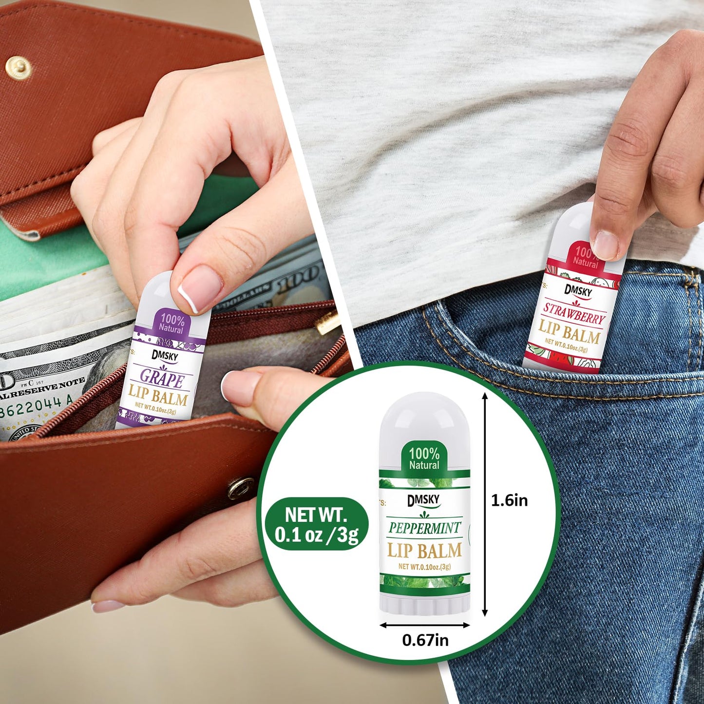 DMSKY 40 Pack Mini Lip Balm, Natural Lip Balm Bulk with Vitamin E and Coconut Oil, Moisturizing Lip Balms for Dry Cracked lips - 10 Flavors