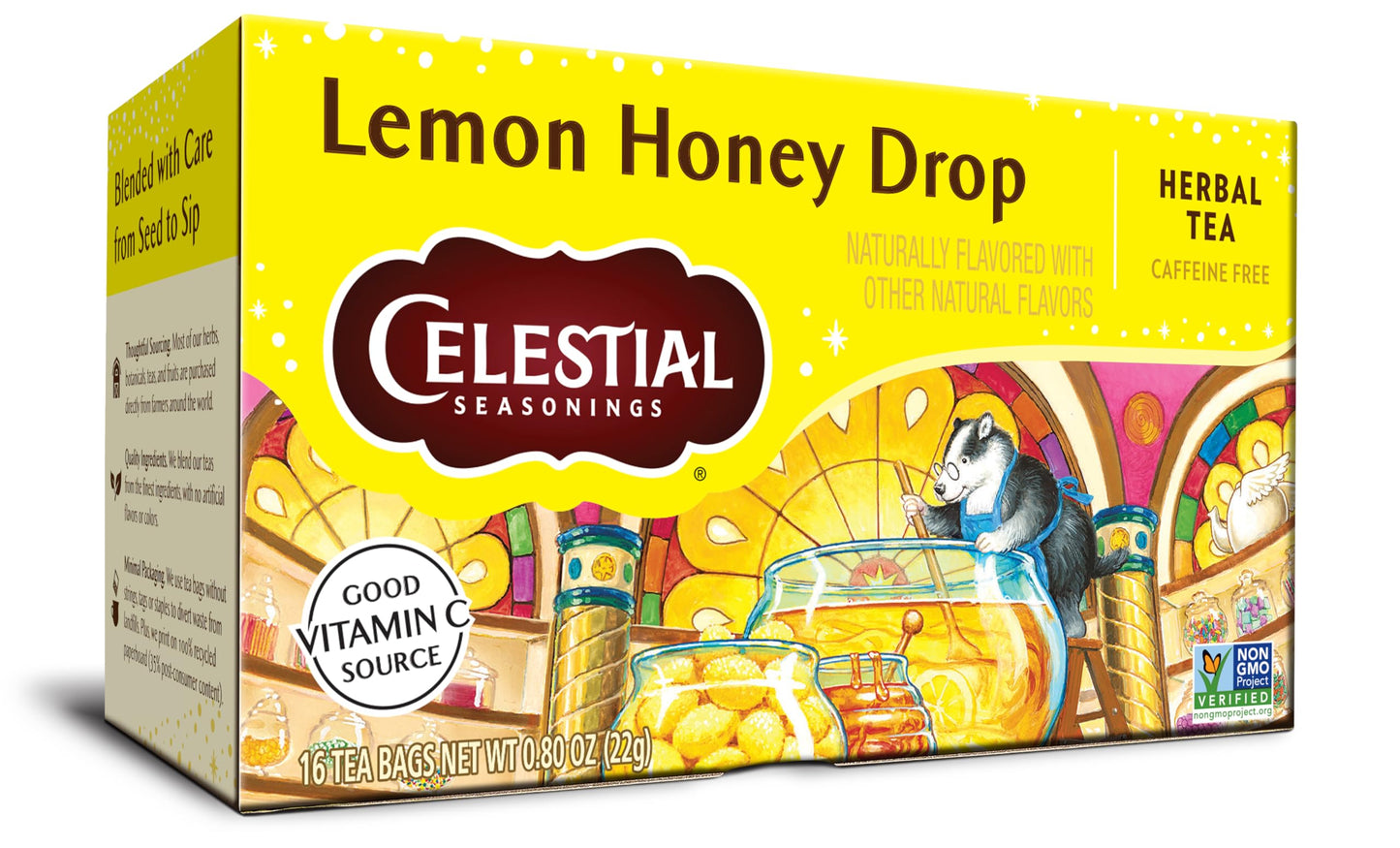 Celestial Seasonings Lemon Honey Drop Herbal Tea, 16 Tea Bags Box