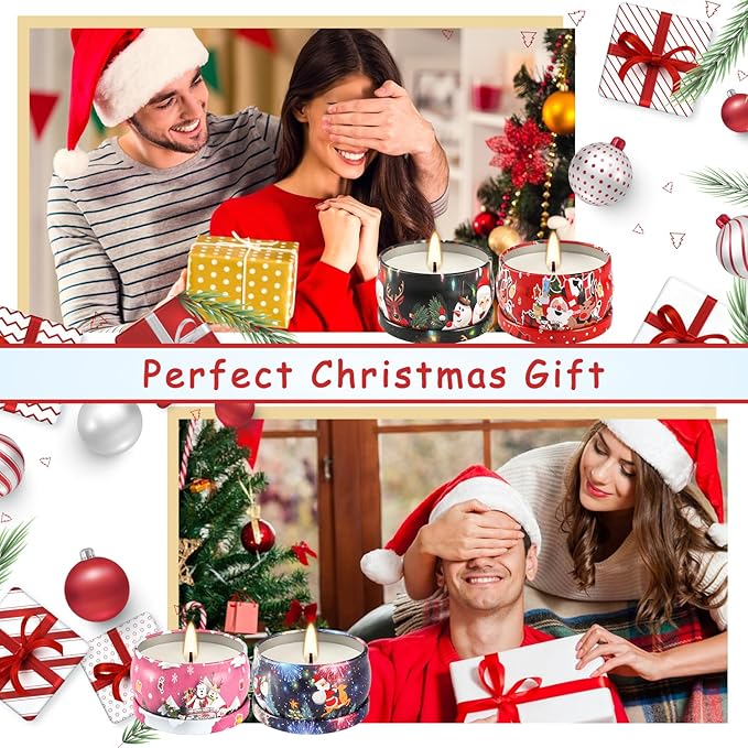24 Packs Christmas Scented Candles Gift- Aromatherapy Candle-2.5oz Soy Wax-Long Lasting Burn time, Christmas Thanksgiving Gifts, Home Decor