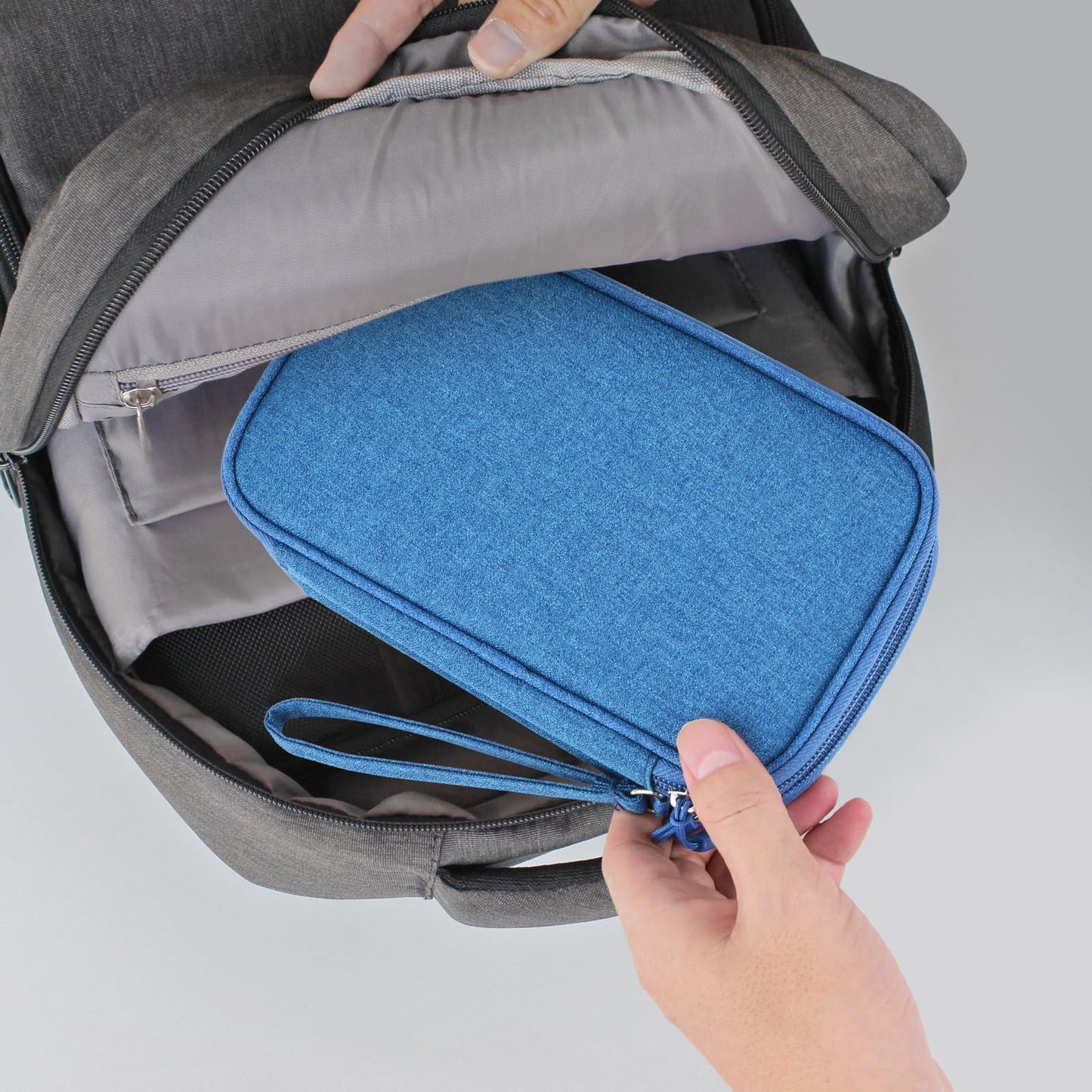 Bevegekos Electronics Organizer Case Travel Accessories Cords Cables Pouch Power Bank Bag (Medium, Azure Blue)