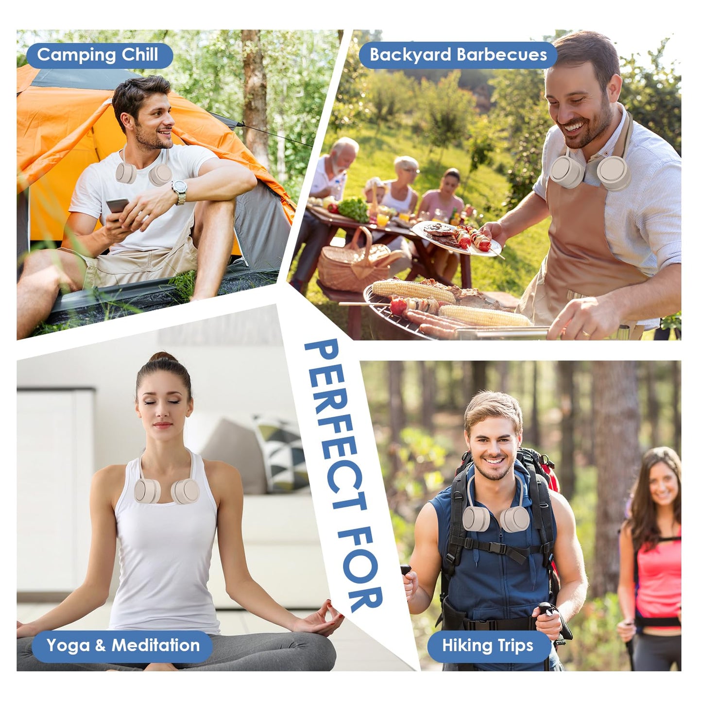 ZEMIRO CHARGE Neck Fan, Portable Bladeless Wearable Fan with 360° Airflow, 3 Speeds, 1600mAh Rechargeable Battery, Quiet Foldable USB Personal Fan for Men, Women, Outdoor, Travel, Gift