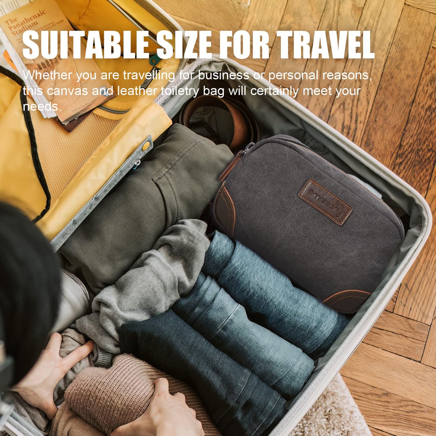 emissary Toiletry Bag for Men, Canvas Travel Toiletry Bag Men's Dopp Kit, Water-resistant Bathroom Bag Mens Shaving Kit, Travel Kit Small Bags, Shaving Bag, Toiletry Bags