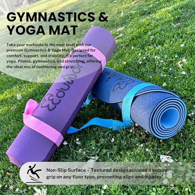 "Premium Extra Thick Yoga Mat With Strap-6mm Non-Slip,Eco-friendly,High-Density TPE,Ideal For Home,Gym, Perfect Exercise Mat for Pilates & Studio-72 L*24 W, Available In Rectangular & Arch Shapes"