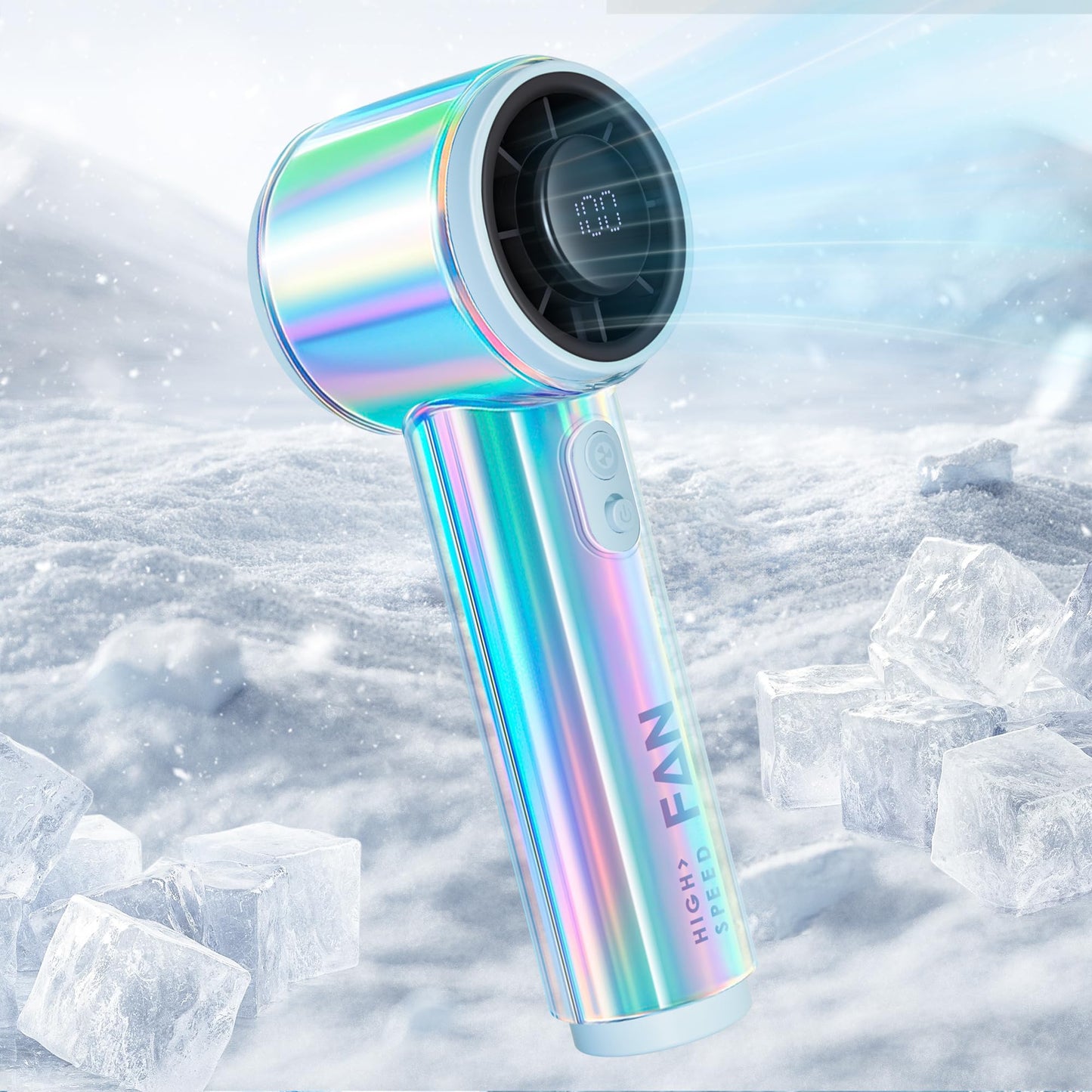 Portable Handheld Fan, Turbo Fan, Up to 10 Working Hours, 14000RPM High Speed, Rainbow Personal Pocket Design with 1-100 Speeds, Battery Rechargeable, Essentials for Women Beach Travel Outdoor Blue