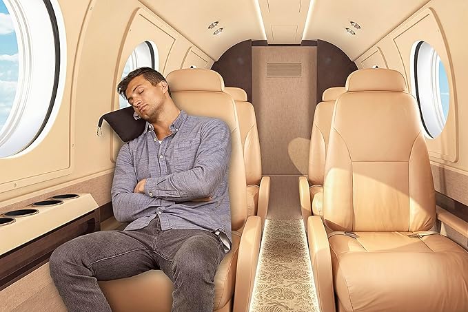 BlueHills Travel Blanket Pillow Compact Lightweight Pocket Size Airplane Traveling Essential Flight Trip Throw in Bag Portable Case Plane Accessory Black L05