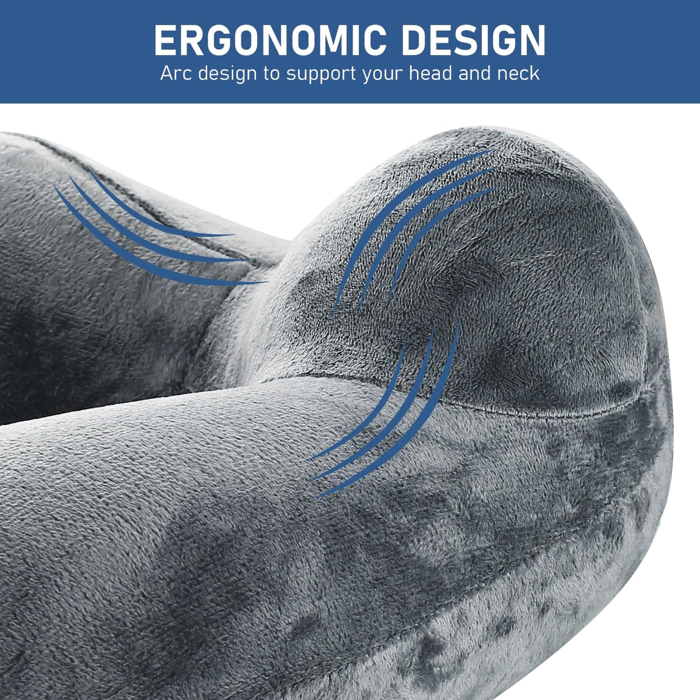 1 PcsInflatable Travel Pillows for Sleeping Airplane Inflatable Neck Pillow for Traveling Pillow Inflatable Travel Neck Pillows for Airplanes Sleeping, Train, Car, Office, with Eye Masks, Earplugs