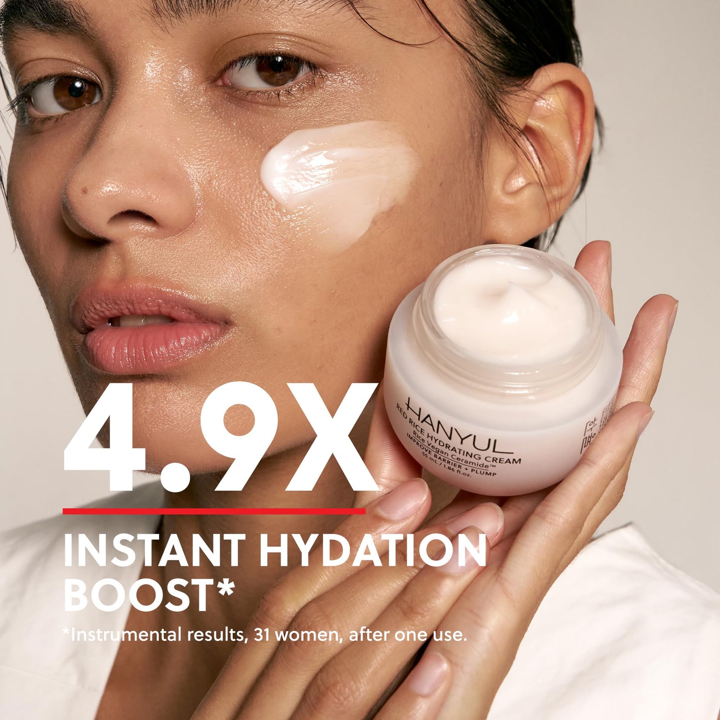 Hanyul Red Rice Hydrating Cream with Fermented Rice Extract, Collagen | Korean Vegan Ceramide Moisturizer for Deep Hydration, Radiant Skin Glow, Firming & Barrier Support, 1.86 fl. oz.