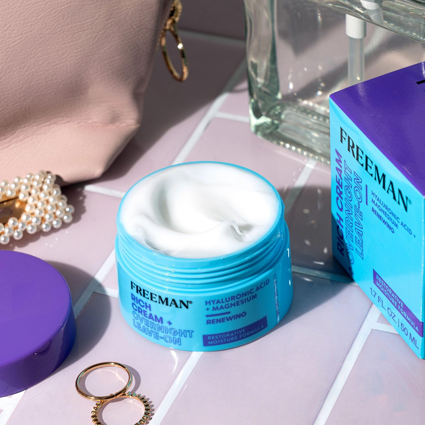 Freeman Rich Cream + Overnight Leave-On, Moisturizing Face Mask, Facial Mask For Dry Skin, Face Cream Infused With Magnesium & Hyaluronic Acid To Hydrate & Soothe Skin, 1.7 fl.oz./ 50 mL Jar