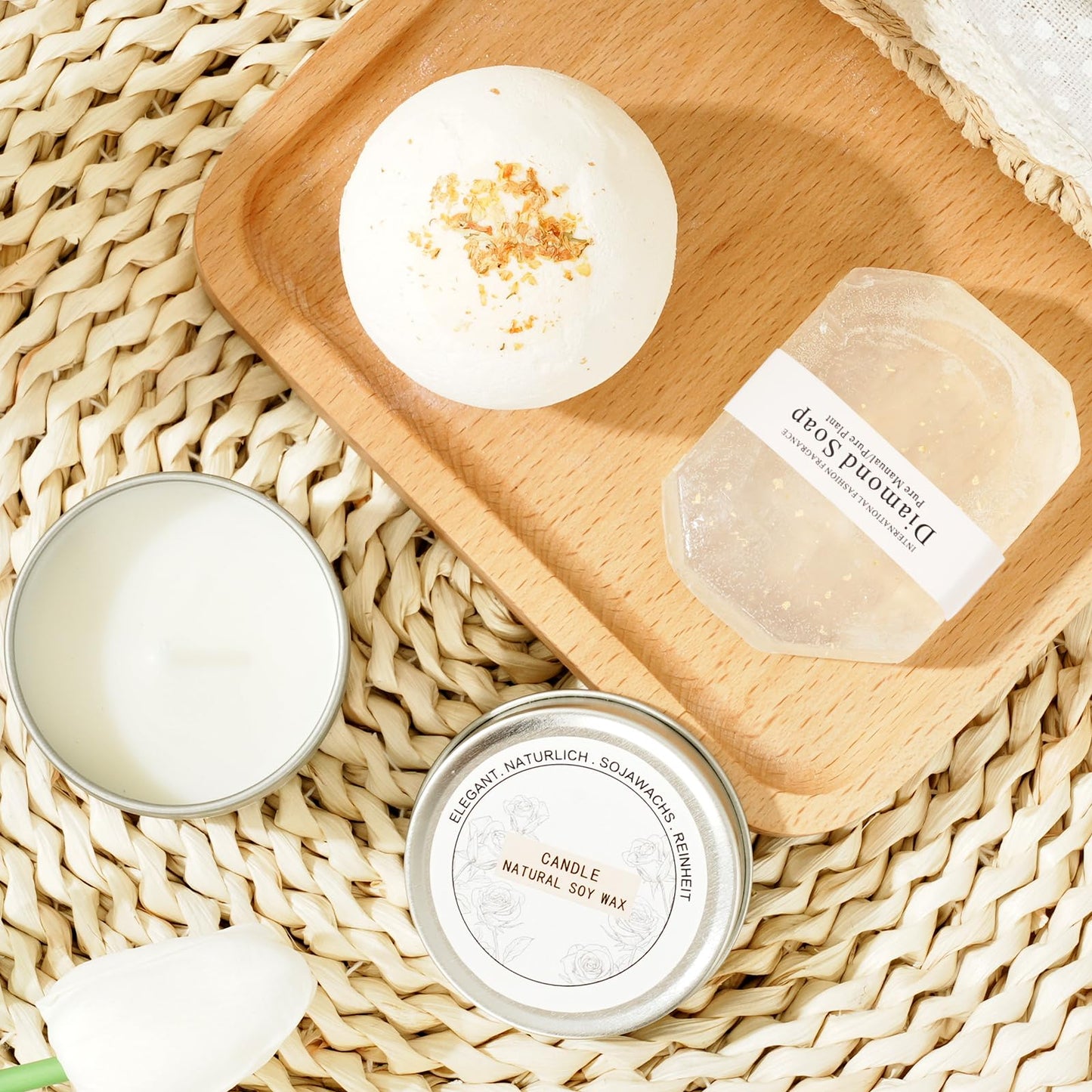 Birthday Gifts for Women, Luxury Spa Gift Basket with Blanket, Vanilla Coconut Self Care Set, Friendship Birthday Box for Mom, Sister, Wife, Best Friend, Coworker