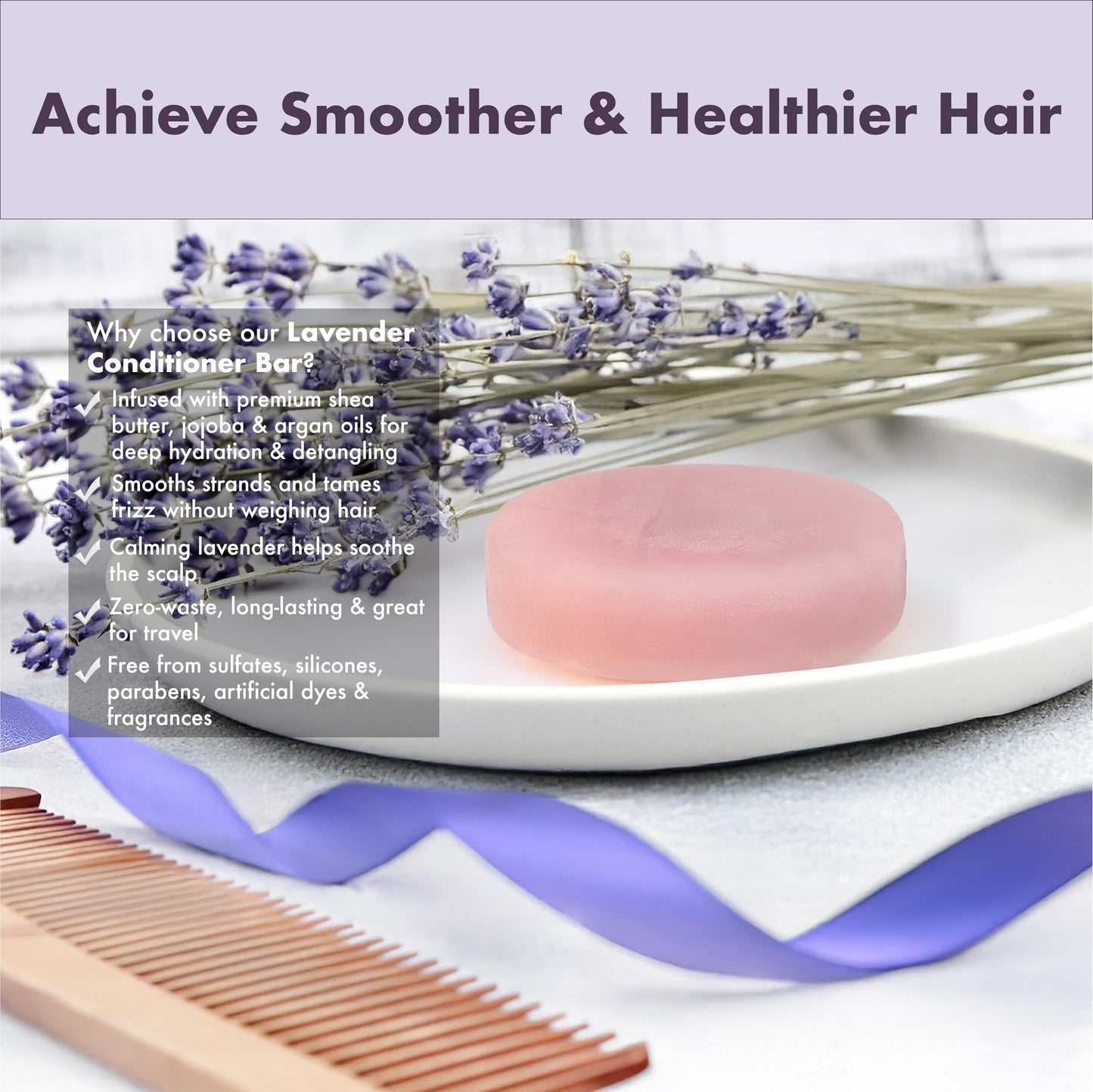 Lavender Shampoo and Conditioner Bar Set – Eco-Friendly, Vegan, Sulfate & Palm-Oil Free – Argan and Shea Oils for Hydration and Curl Definition – Travel-Friendly Packaging