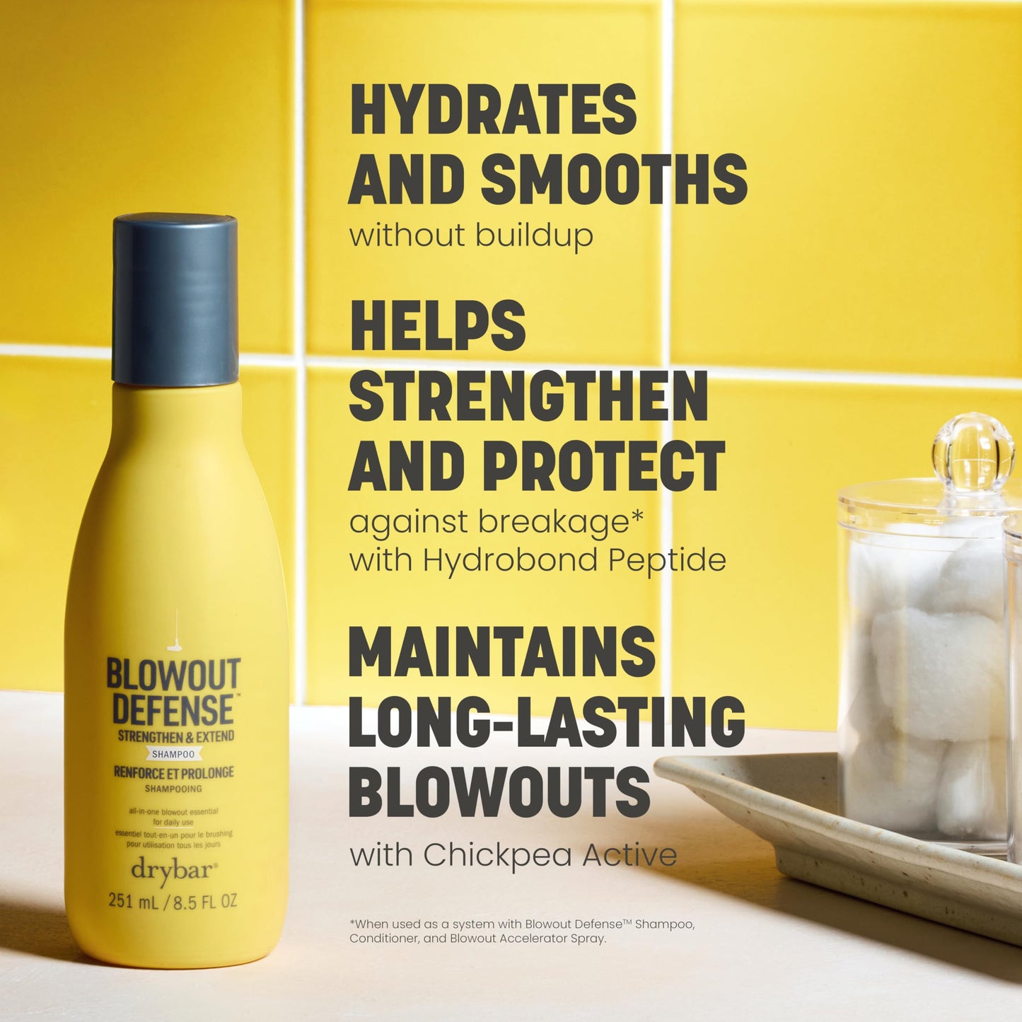Drybar Blowout Defense Strengthen & Extend Shampoo, Hydrates, Detangles, Reduces Breakage, and Maintains Smooth, No Build-Up, Long-Lasting Blowouts