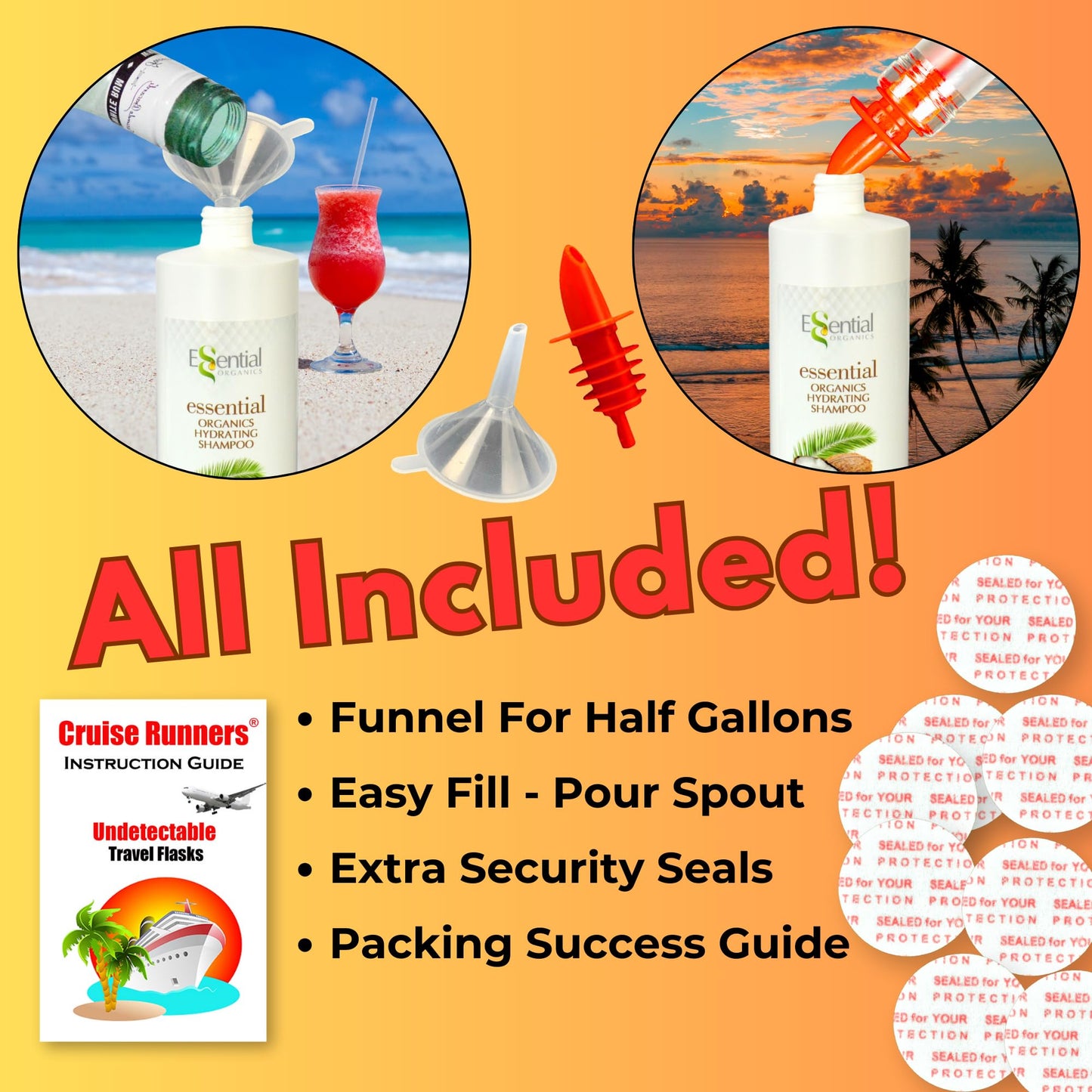 Fake Shampoo & Conditioner By CRUISE RUNNERS Hidden Liquor Alcohol Flasks For Booze Cruise Enjoy Rum Runners 4 Bottles