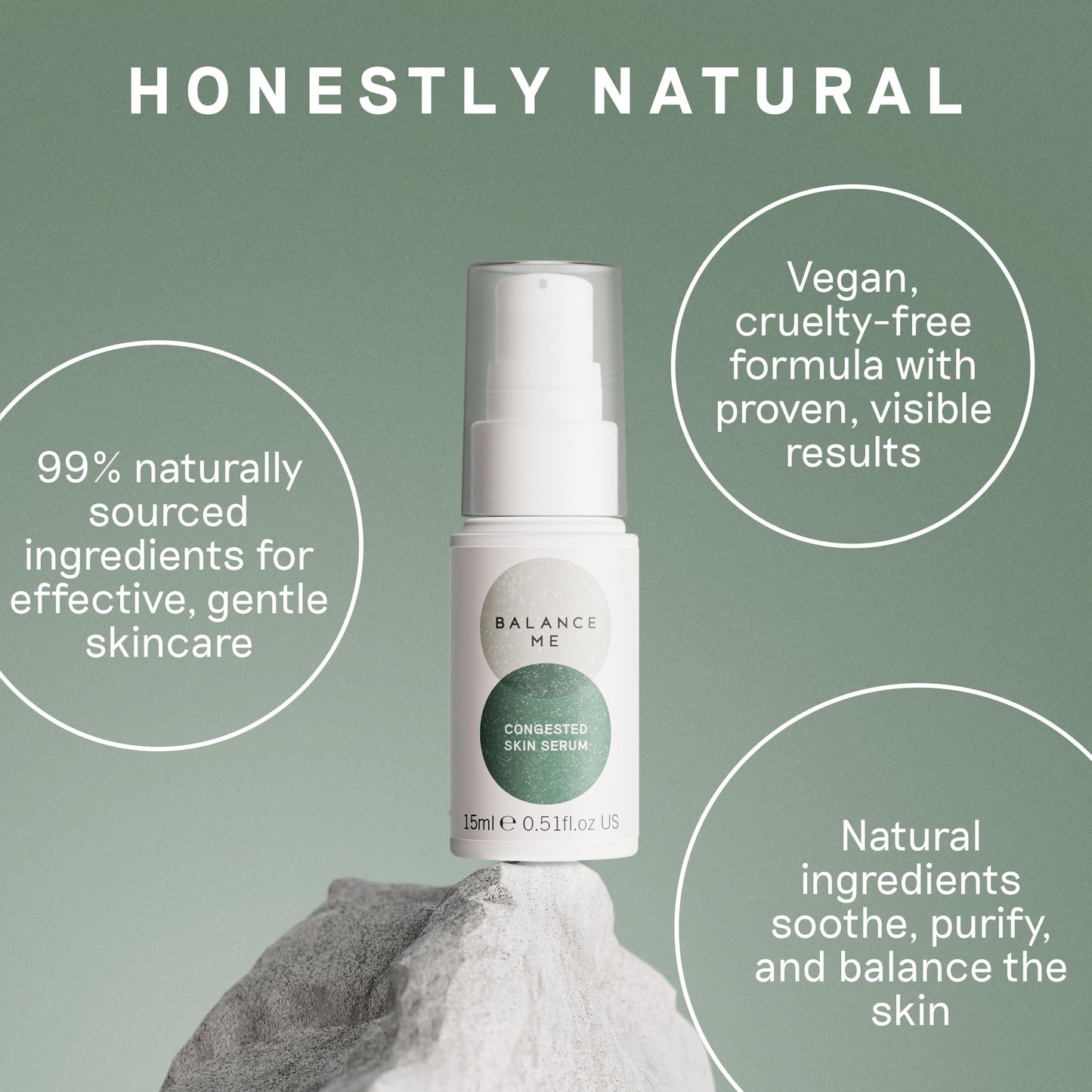 Balance Me Congested Skin Serum, Natural Acne Treatment for Face with Kanuka & Moringa, Non-Drying Spot Serum for Oily, Combination & Sensitive Skin (1 x 0.5 fl oz)