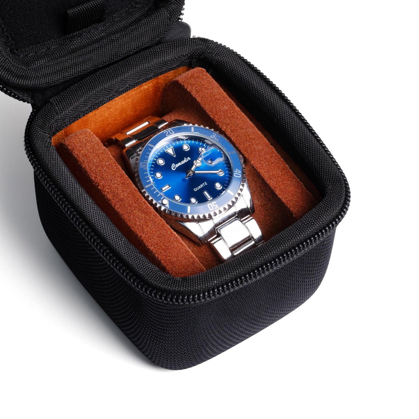 AMZSAFE single watch travel case, hard watch case with/compartment for jewelry organizer, rings bracelet cufflink organization