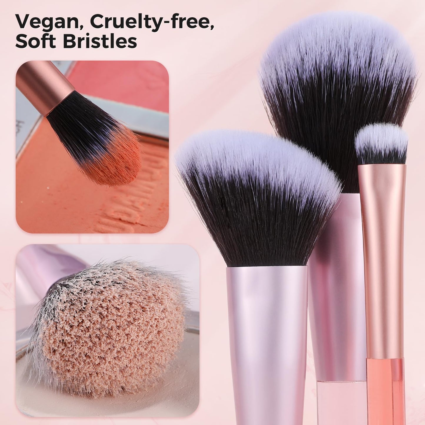 MOGILAN Travel Makeup Brush Set – Portable 6PCS Mini Cosmetic Brushes for Foundation, Concealer, Eyeshadow, Blush, Powder, Contour & Highlight, On-the-Go Makeup Brush Kit with Travel Case