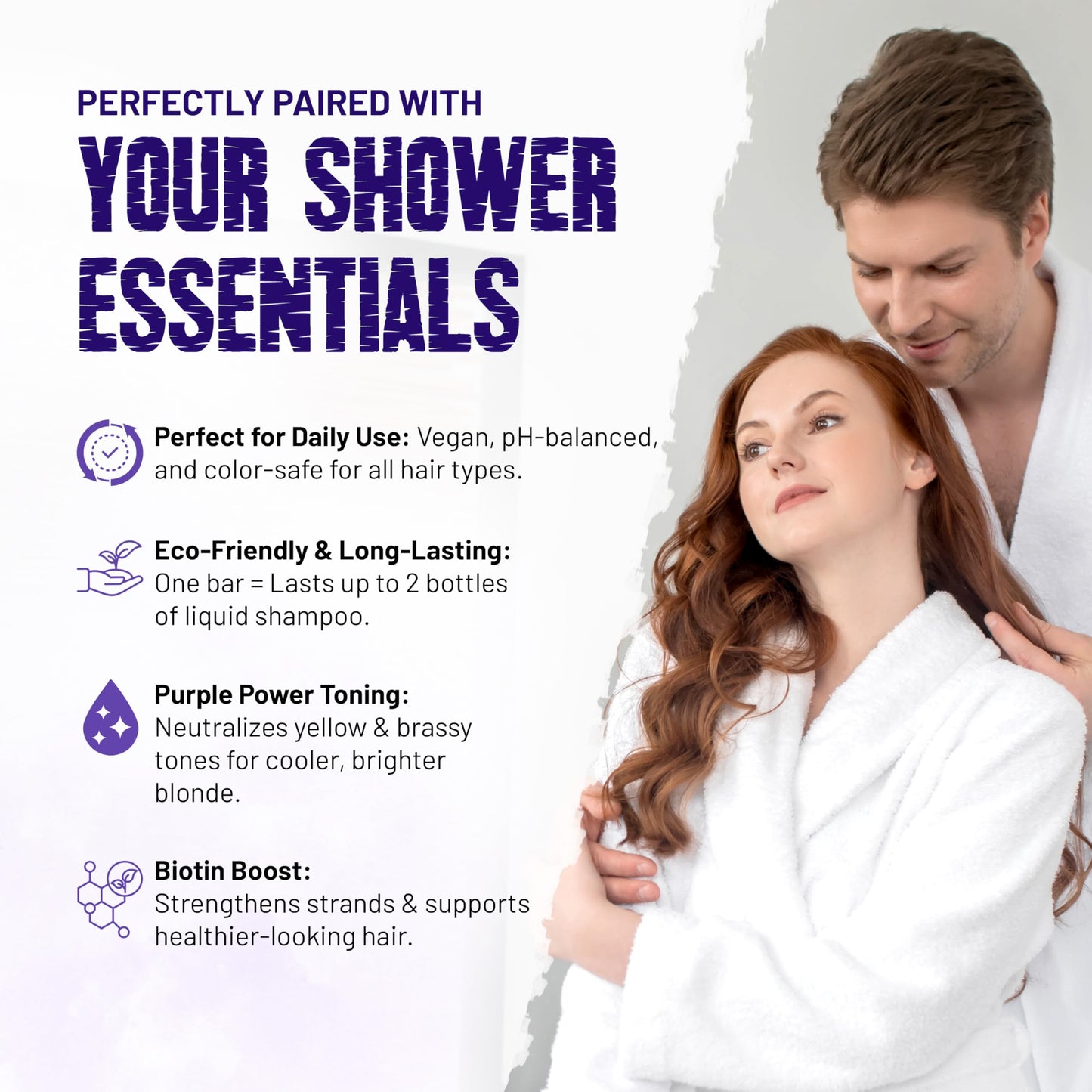 Herbishh Purple Shampoo Bar for Blonde Hair with Biotin – Solid Bar to Neutralize Brassy Tones, Strengthen & Add Shine, For Grey Coverage, Color-treated & Highlighted Hair Vegan & Sulfate-Free 3.53 oz