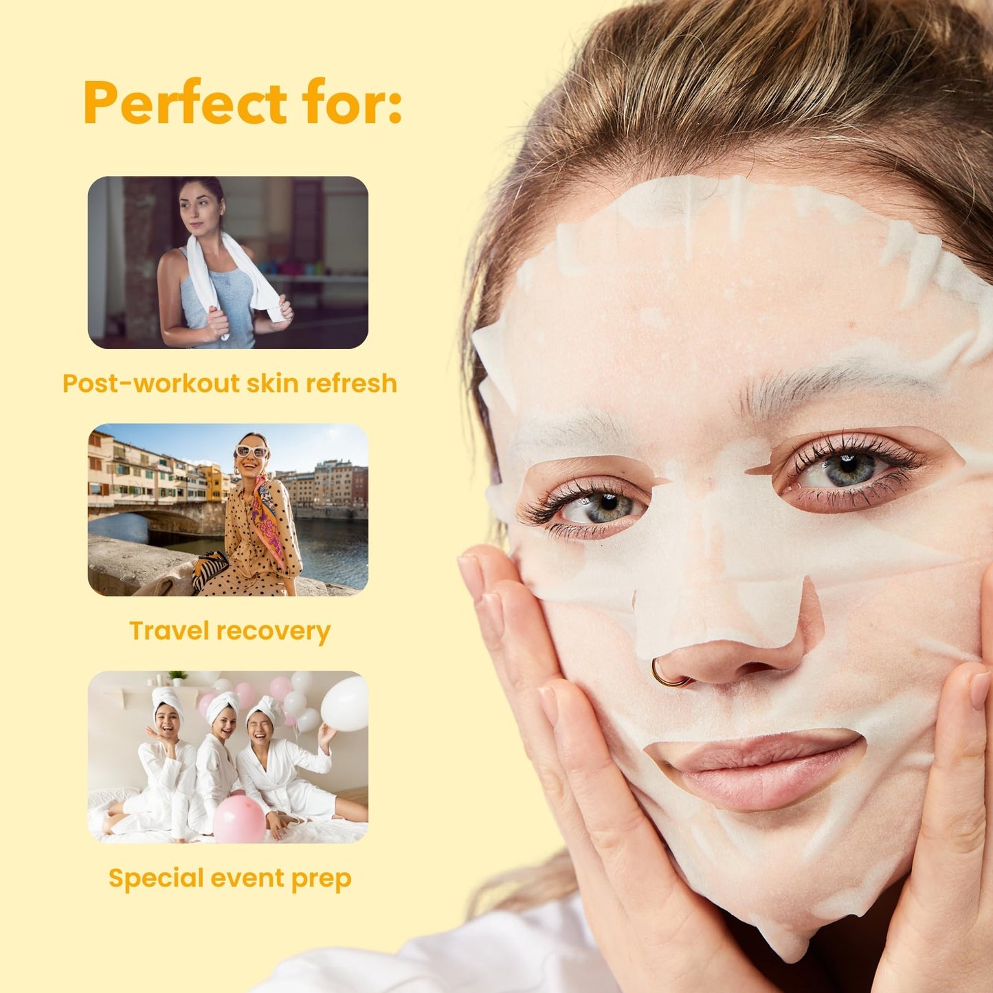 Patchology Wake Up Call Caffeine Facial Sheet Mask – Hydrating Face Mask with Caffeine, Orange Extract & Ginseng – Helps Refresh and Depuff Skin in 10 Minutes – Morning Skincare (4 Count)