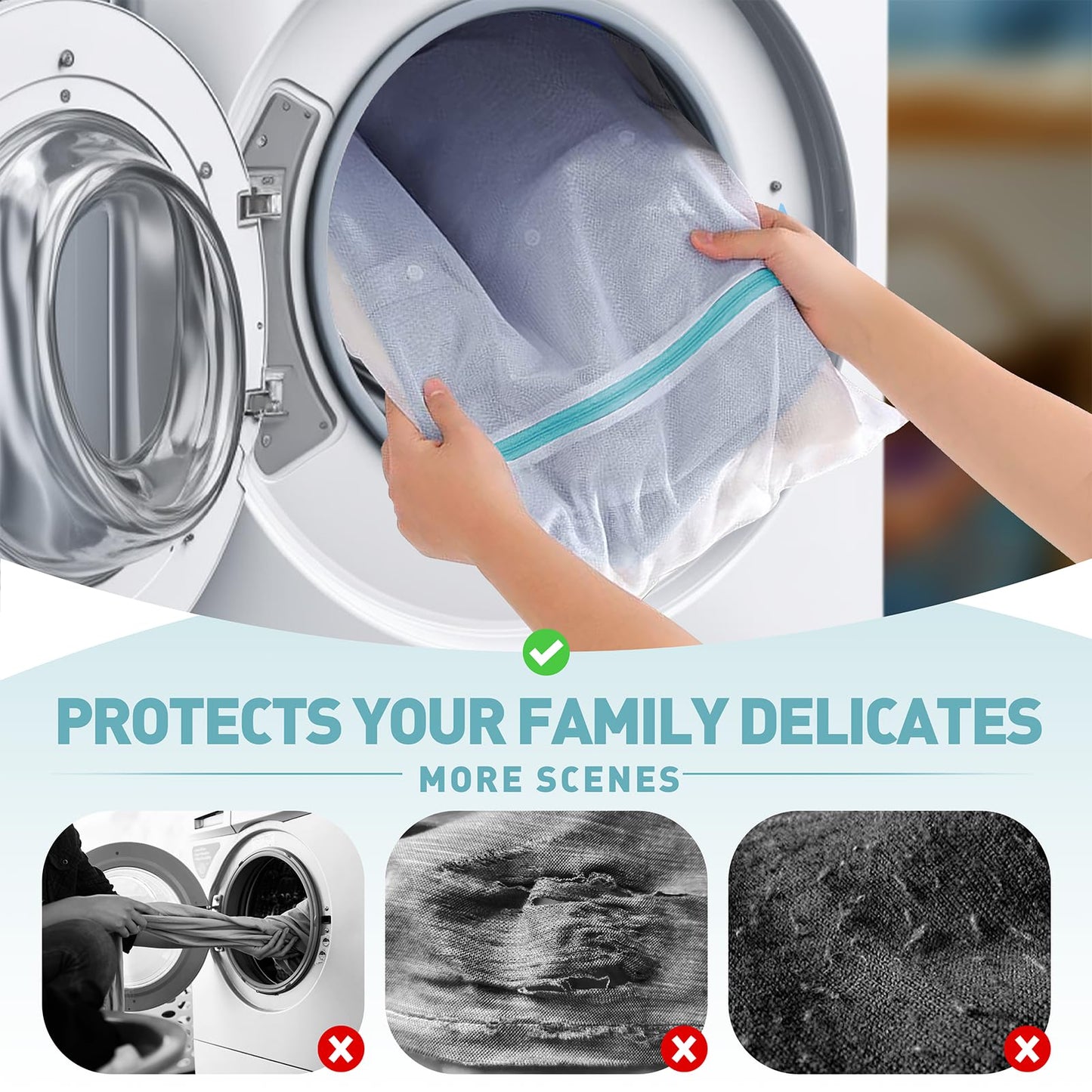 RNOAFMU 5-Pack Mesh Laundry Bags for Delicates | Zippered Wash Bags for Bras, Shoes, Travel, College Dorm Essentials in 3 Sizes (2 Small, 2 Medium, 1 Large)