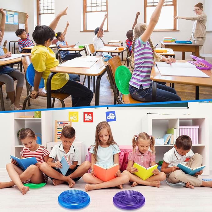 Jerify 4 Pcs Wiggle Seat Flexible Inflated Wobble Cushion Stability Balance Pad Balance Disc Sensory Seat for Men Women Fitness Physical Exercise Improving Posture Home Office