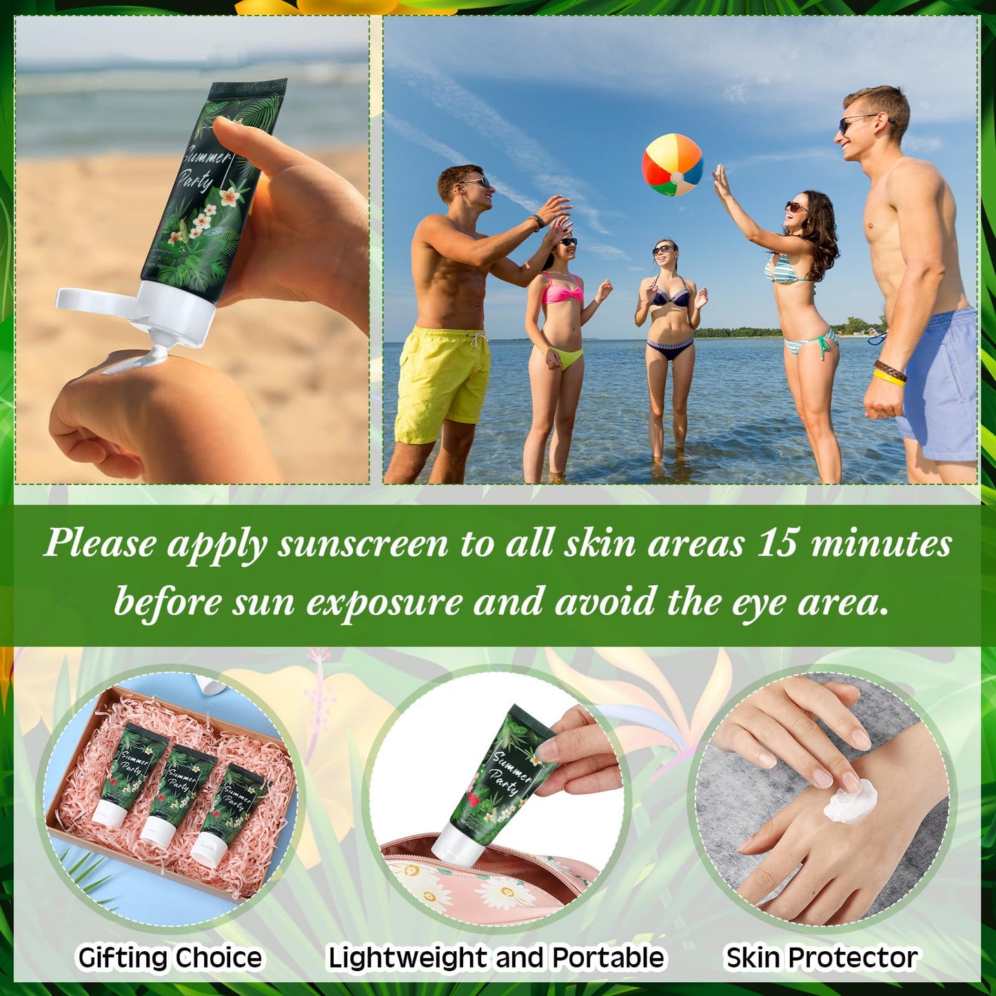 Dansib 12 Pcs Mini Sunscreen Bulk for Summer Travel Size SPF 30 Water Resistant Sunscreen Lotion Bulk for Thank You Gifts Wedding Bridal Shower Favors for Wedding Party(White Cream,Tropical)