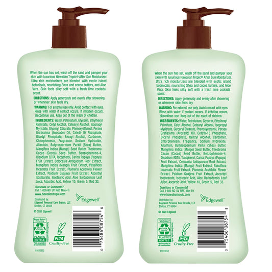 Hawaiian Tropic Lime Coolada After Sun Lotion | After Sun Care, Skin Care, Daily Moisturizing Lotion with Aloe, Cocoa Butter & Shea Butter, 16oz each Twin Pack