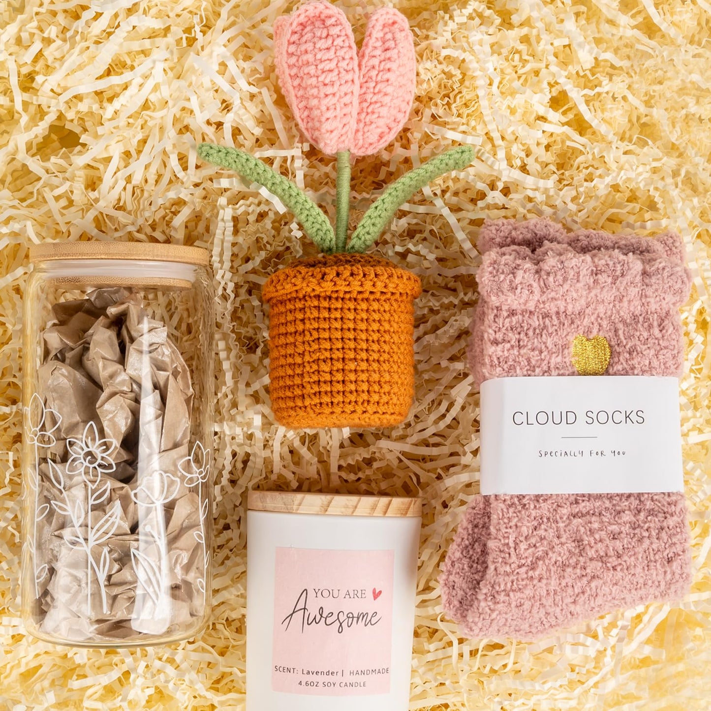 Birthday Gifts for Women, Self Care Gifts Get Well Soon Gifts, Gift Basket for Women, Teen Girls Gifts, Care Package Tulip Basket for Her, Mom, Sister, Best Friend, Wife, Girlfriend, Coworker