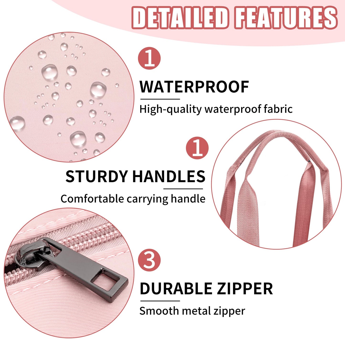 Large Tote Bag for Women with Multiple Pockets, Water Resistant Foldable Tote Bag Utility Tote, Lightweight Shoulder Bag Handbag for Travel, Work, Pink