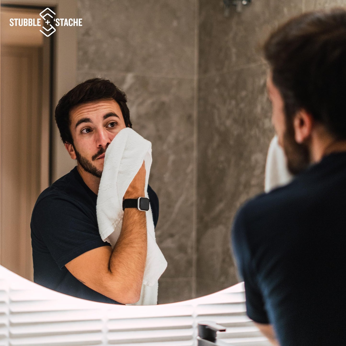 stubble & stache Face Wash and Beard Wash for Men – Daily Facial Cleanser with Niacinamide, Aloe Vera, Green Tea, and Probiotics – Fragrance-Free – 3.4 fl oz