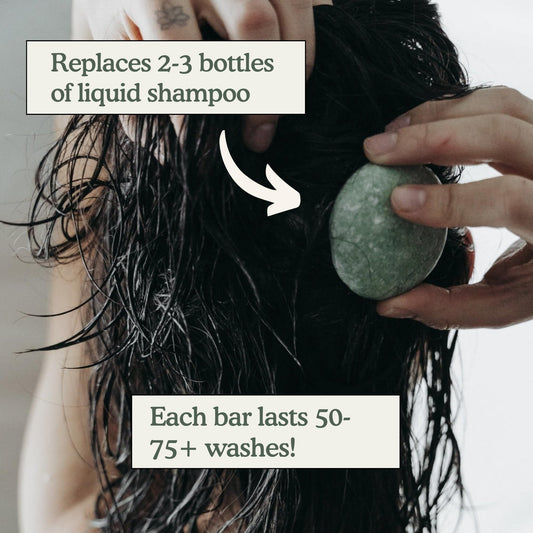 Zero Waste MVMT Shampoo Bar | Peppermint + Eucalyptus | Eco-friendly Shampoo with Travel Container | Natural Salon Quality, Zero Waste & Plastic Free