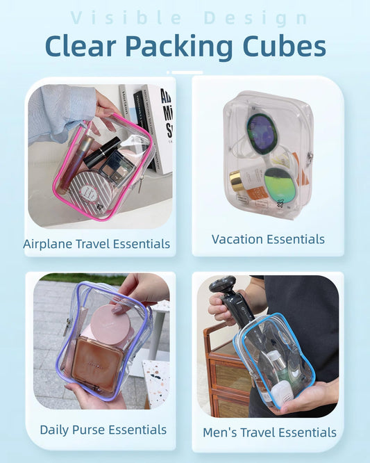 3 Packing Cubes Quart Size Travel Bag Tsa Approved Clear Toiletry Bag Small European International Must Haves Long Flight Airplane Essentials for Flying Toiletries Liquids Accessories Men Women