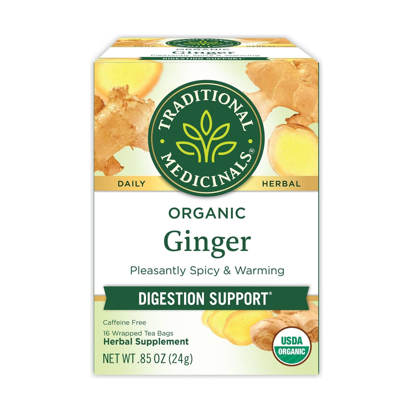 Traditional Medicinals Tea, Organic Ginger, Healthy Digestion, Pleasantly Spicy & Warming, 16 Tea Bags