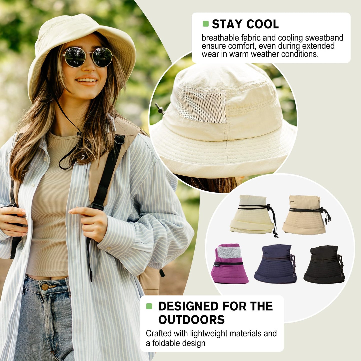 TOP-EX Women’s Sun Hats Wide Brim UV Protection UPF 50 with Ponytail Hole Packable Foldable Bucket Hat for Summer Beach Travel Outdoor Camping Gardening Waterproof Lightweight and Breathable Grey M