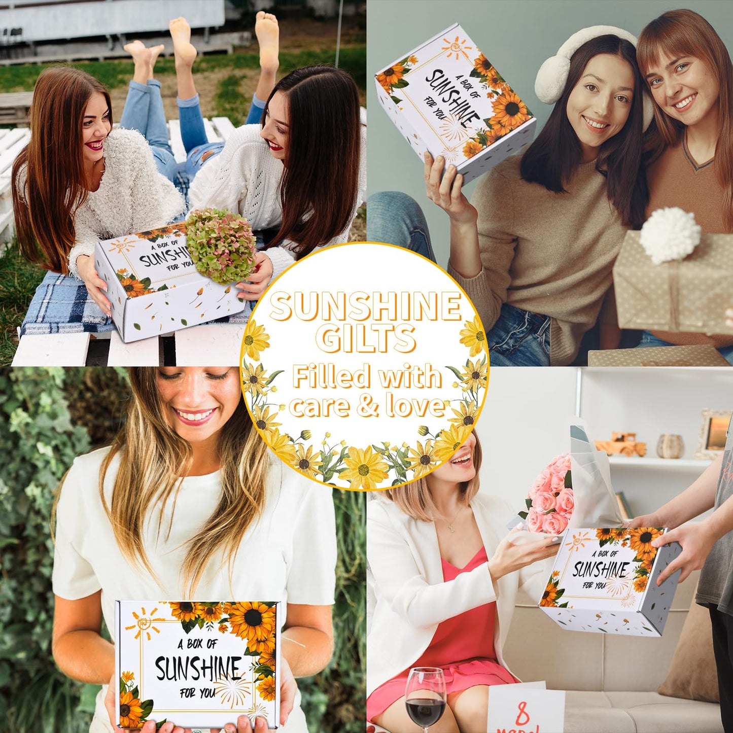 Birthday Gifts for Women, Get Well Soon Gifts Sending Sunshine Sunflower Gift Baskets, Self Care Gifts for Women Her Best Friends Bestie Sister Mom