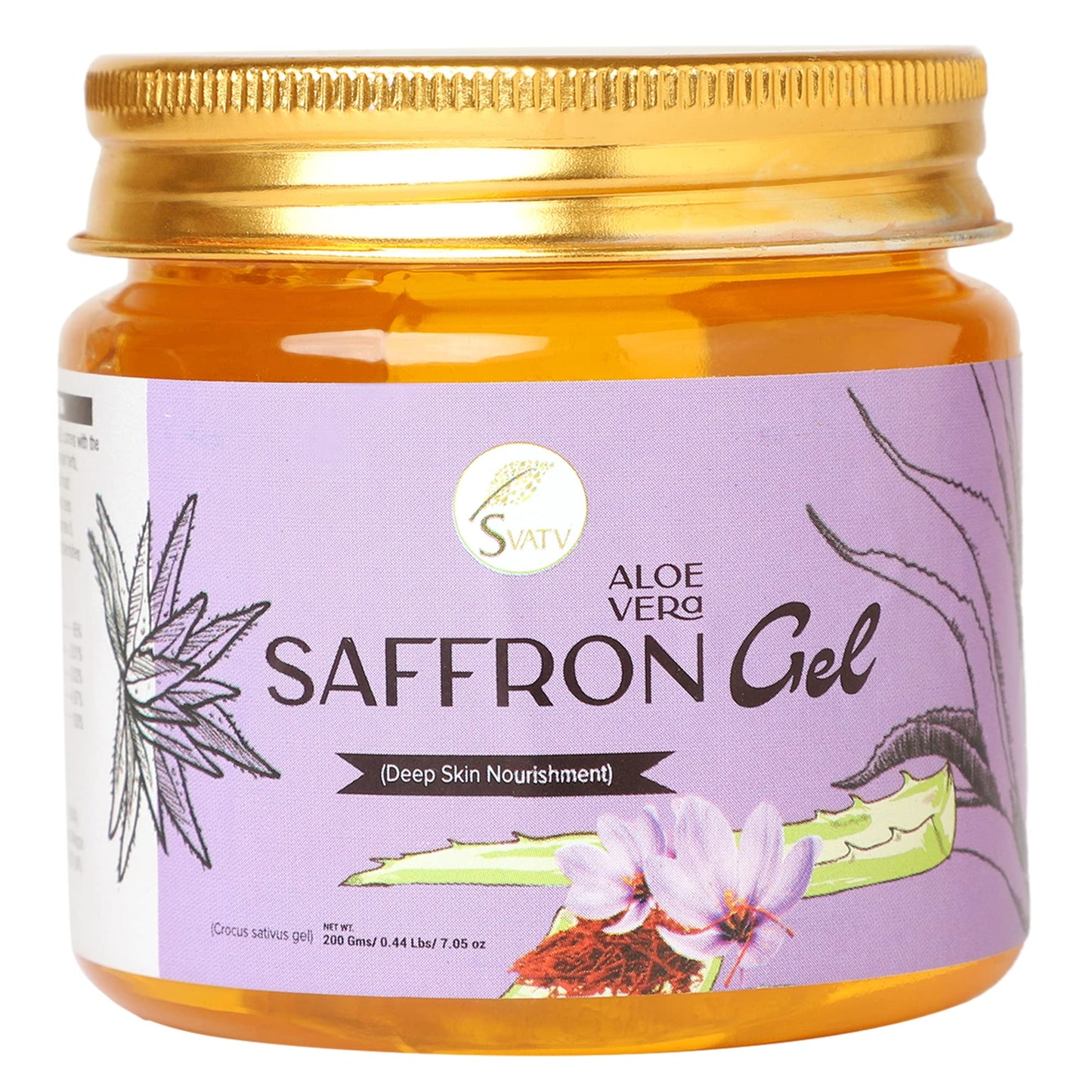 SVATV Saffron Aloe Vera Gel | Soothing Skin Hydration | Perfect for Sunburn | Paraben & Sulfate Free - 200g